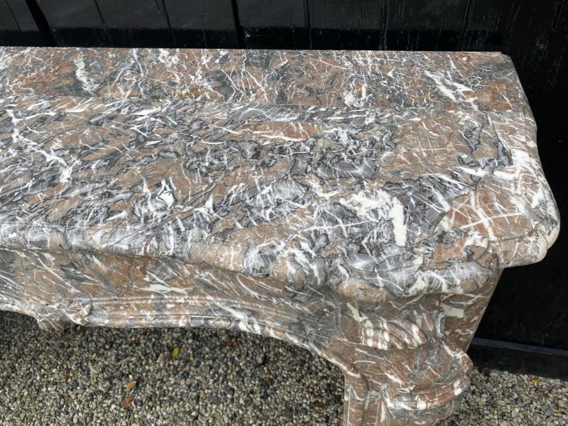 Louis XV Style Fireplace In Grey Marble Of the Ardennes