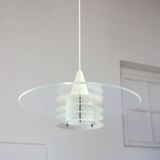 Scandinavian Duett Plexiglas and Metal Pendant Lamp from Landskrona Sweden