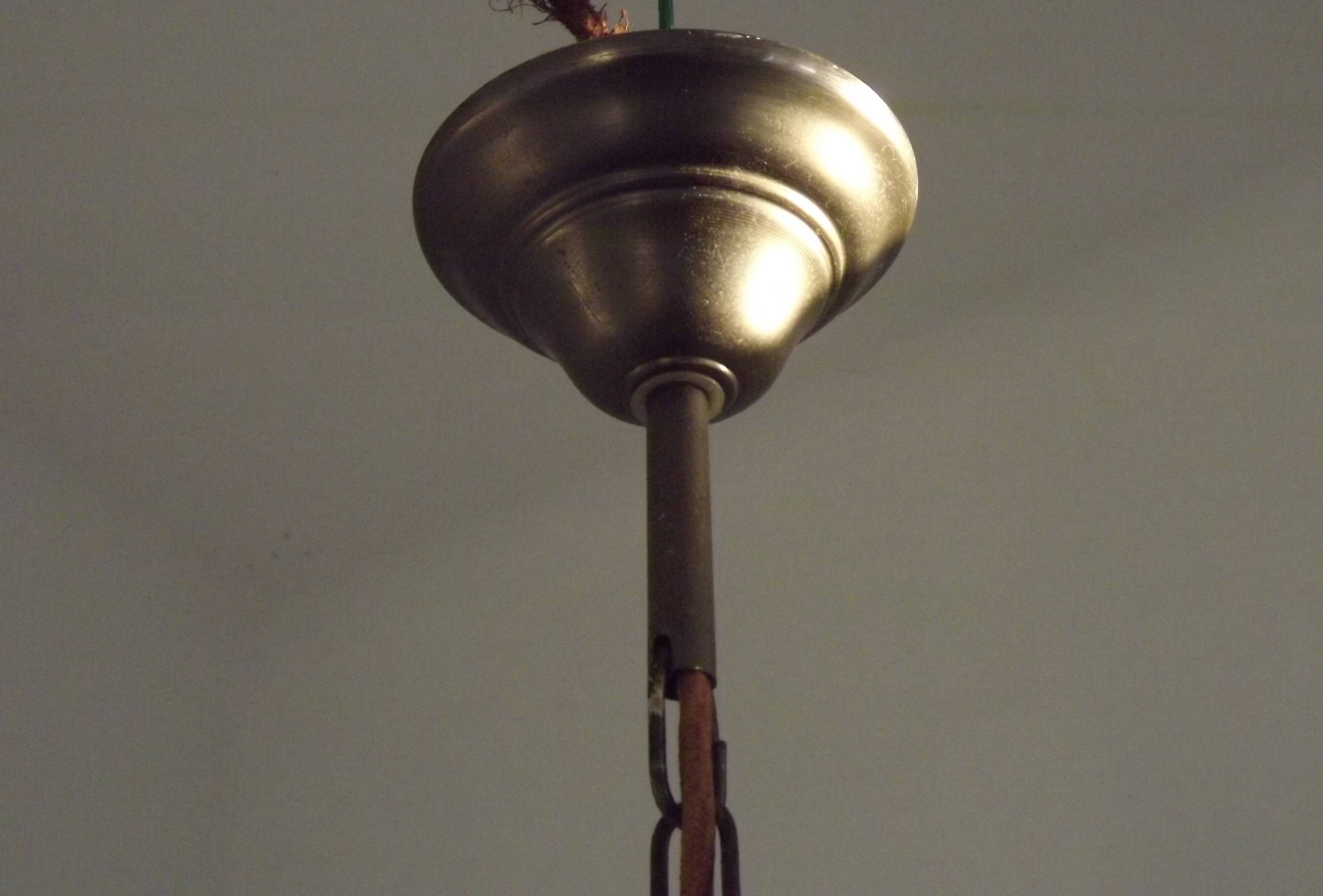 French Vintage Two-Tone Silver Metal 6-Light Flemish Chandelier with Red Drips