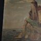 Painting oil on canvas seascape with castle