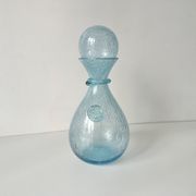 Vintage 1960s blue bubble glass BIOT carafe
