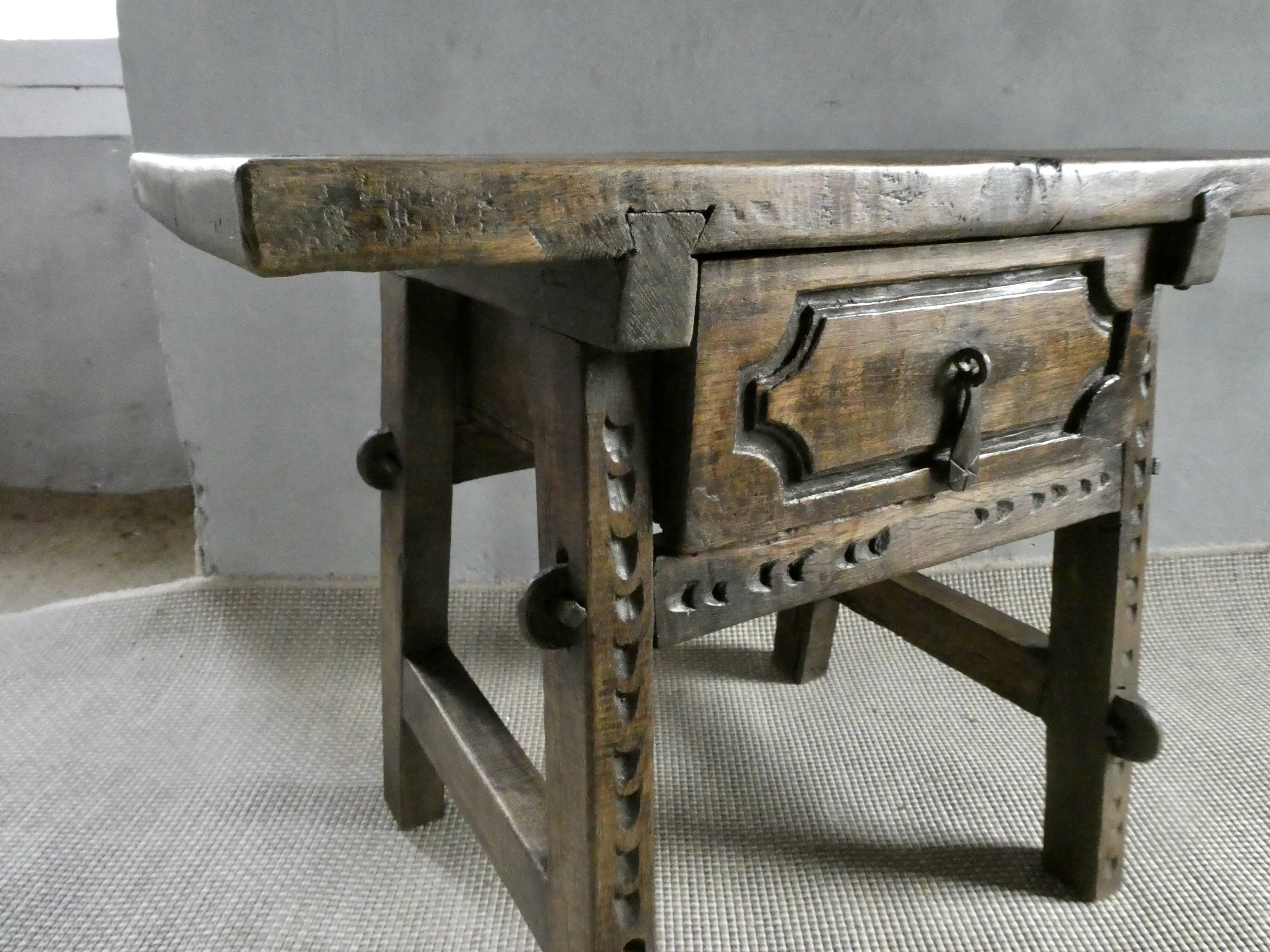 solid wood side table from the 18th century