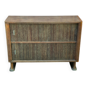 Vintage silk bank Lyonnais buffet with sliding wooden doors.