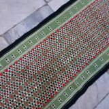 Moroccan hallway kilim carpet, handmade green Berber wool carpet  60x200cm