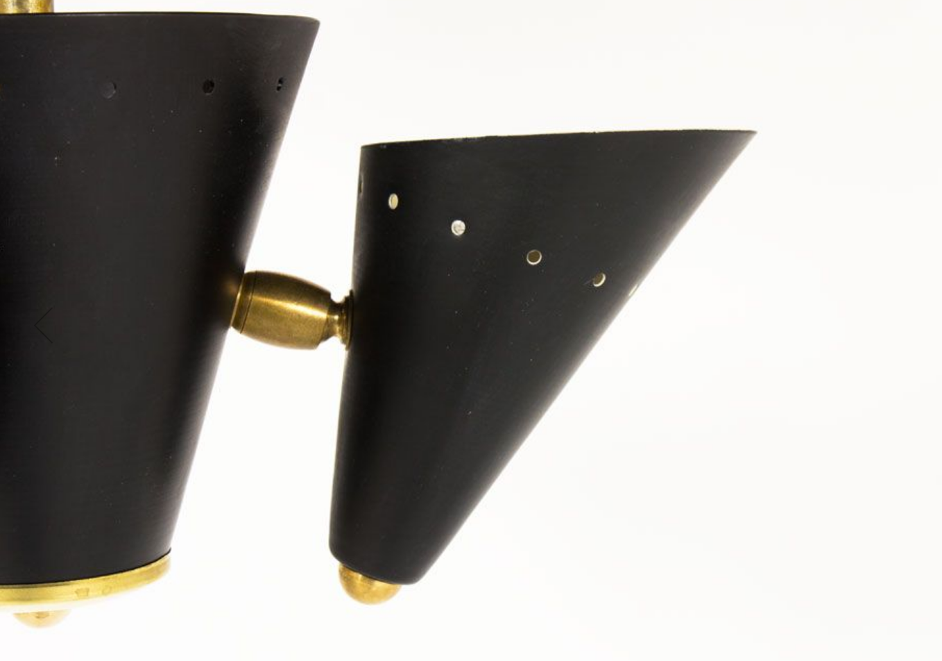 Pair of Italian chandeliers in brass and metal lacquered black