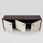 Vintage sideboard with handmade relief surface, metal, Germany, 1960s