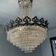 Hot air balloon chandelier in silver bronze and crystal tassels