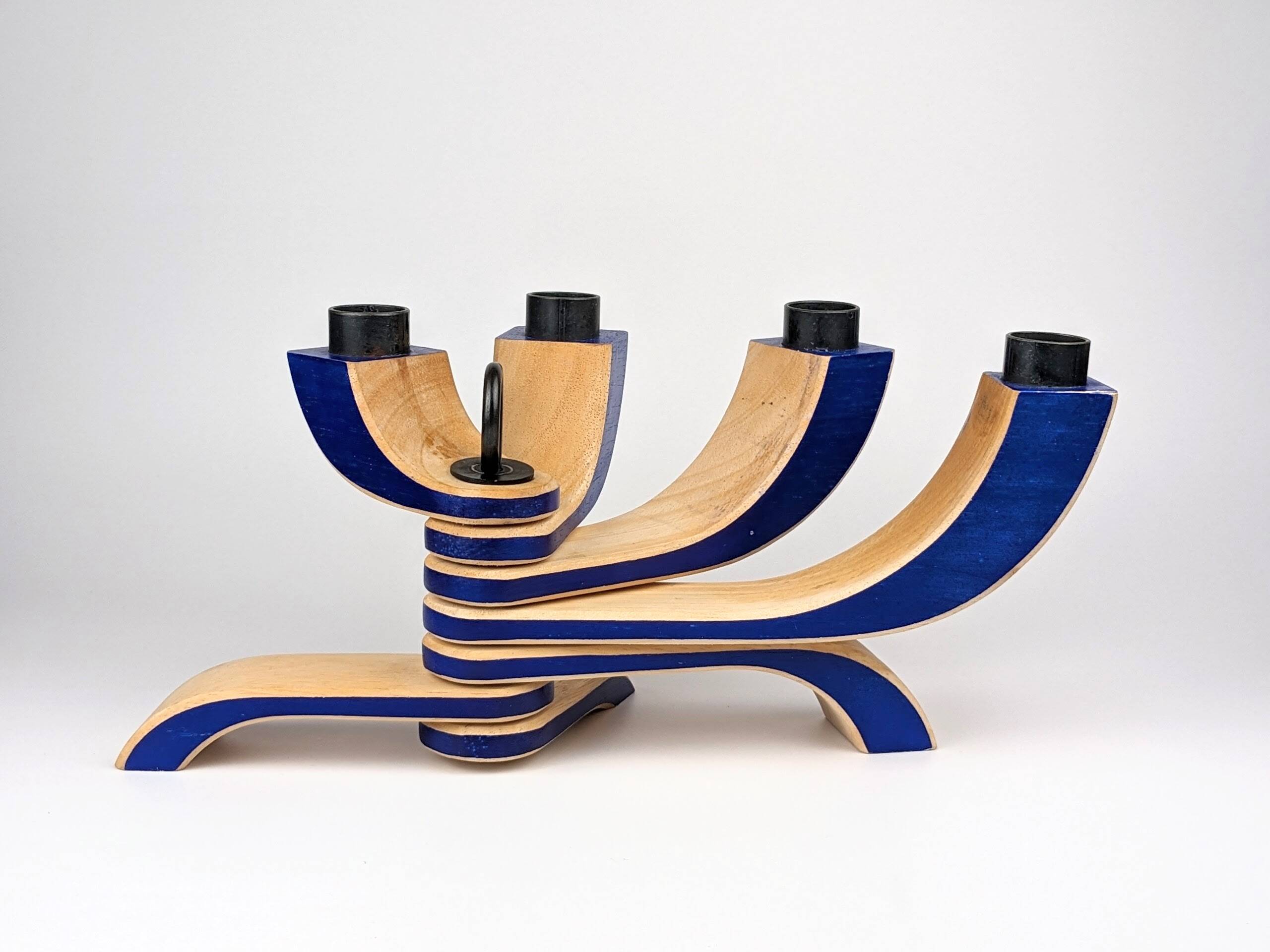7-branched wooden candelabra | Klein Blue | Scandinavian design