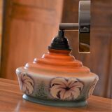 Vintage hinged wall lamp, opaline glass and country décor