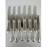 12 table knives in silver metal and steel SFAM