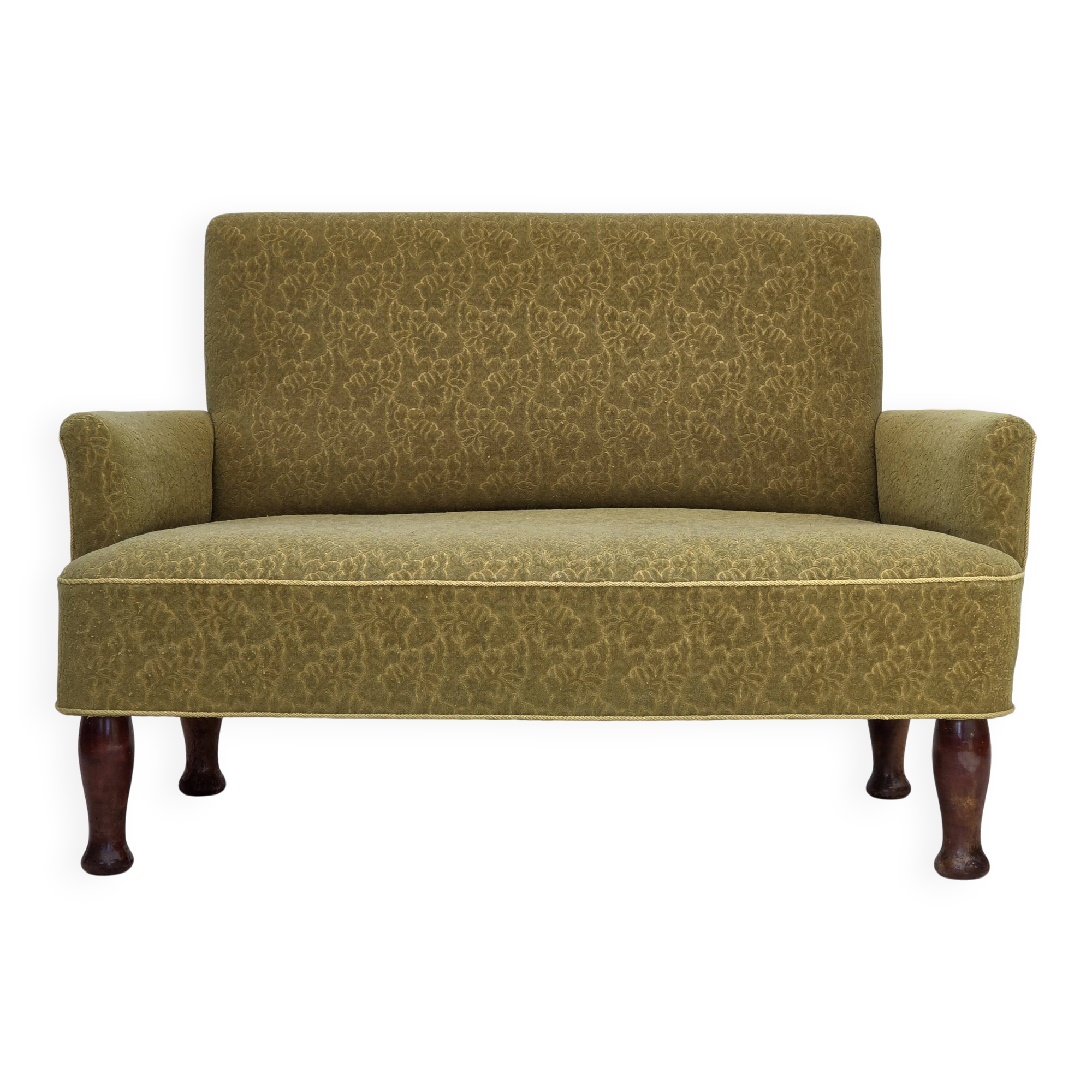 1950s, Danish 2-seater sofa, green furniture wool fabric.