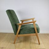 Classic armchair green olive structural light wood