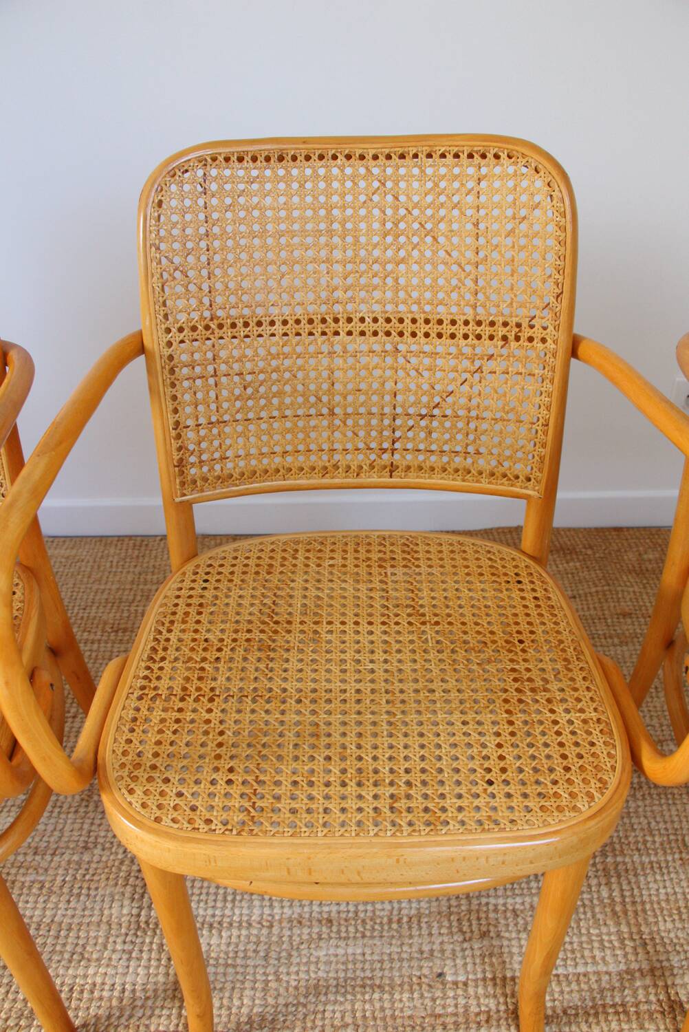 Set of 4 wooden and cane chairs model Prague 811 by Josef Hoffmann