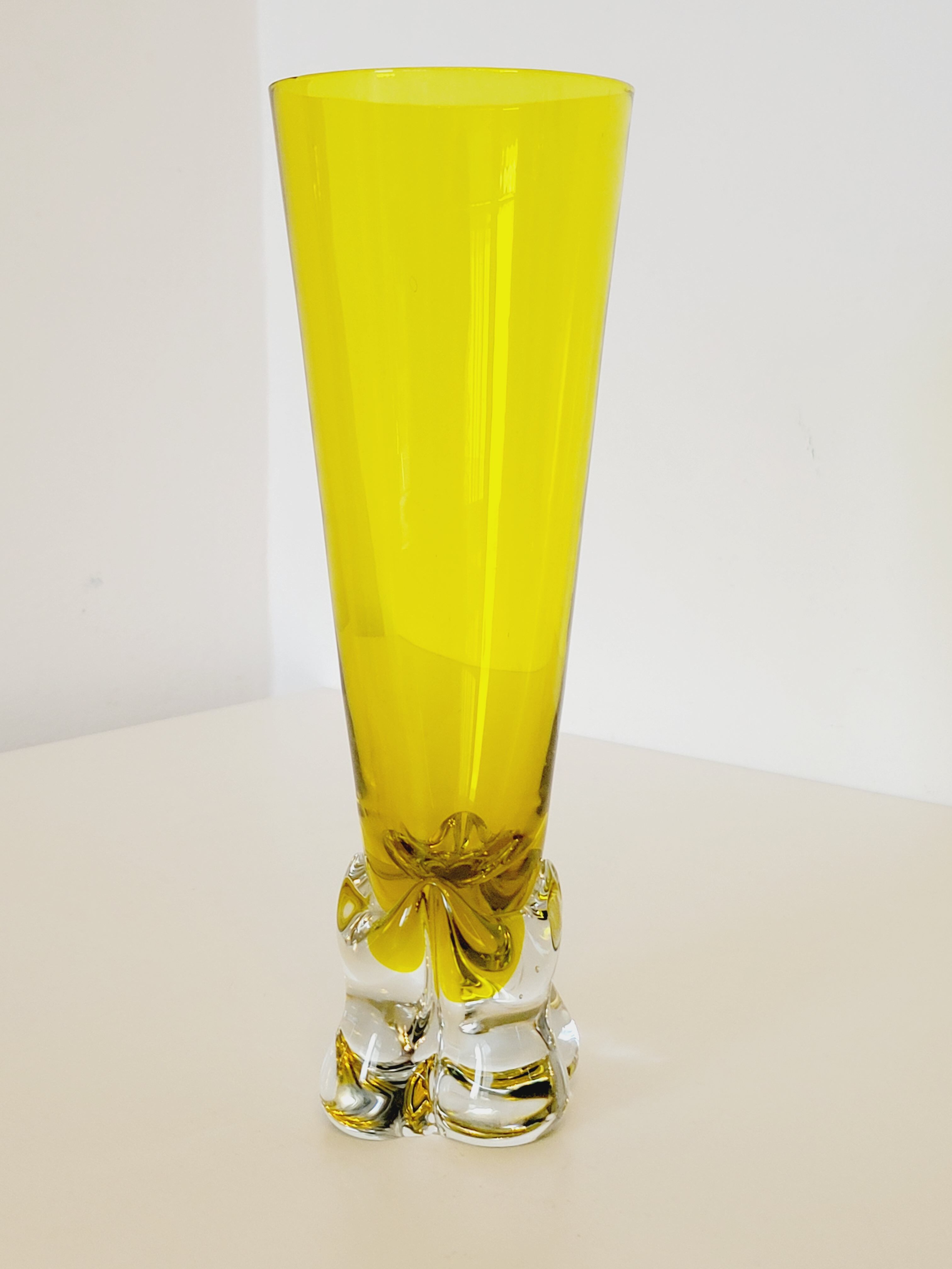 Soliflore vase or large glass in yellow blown glass