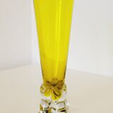 Soliflore vase or large glass in yellow blown glass
