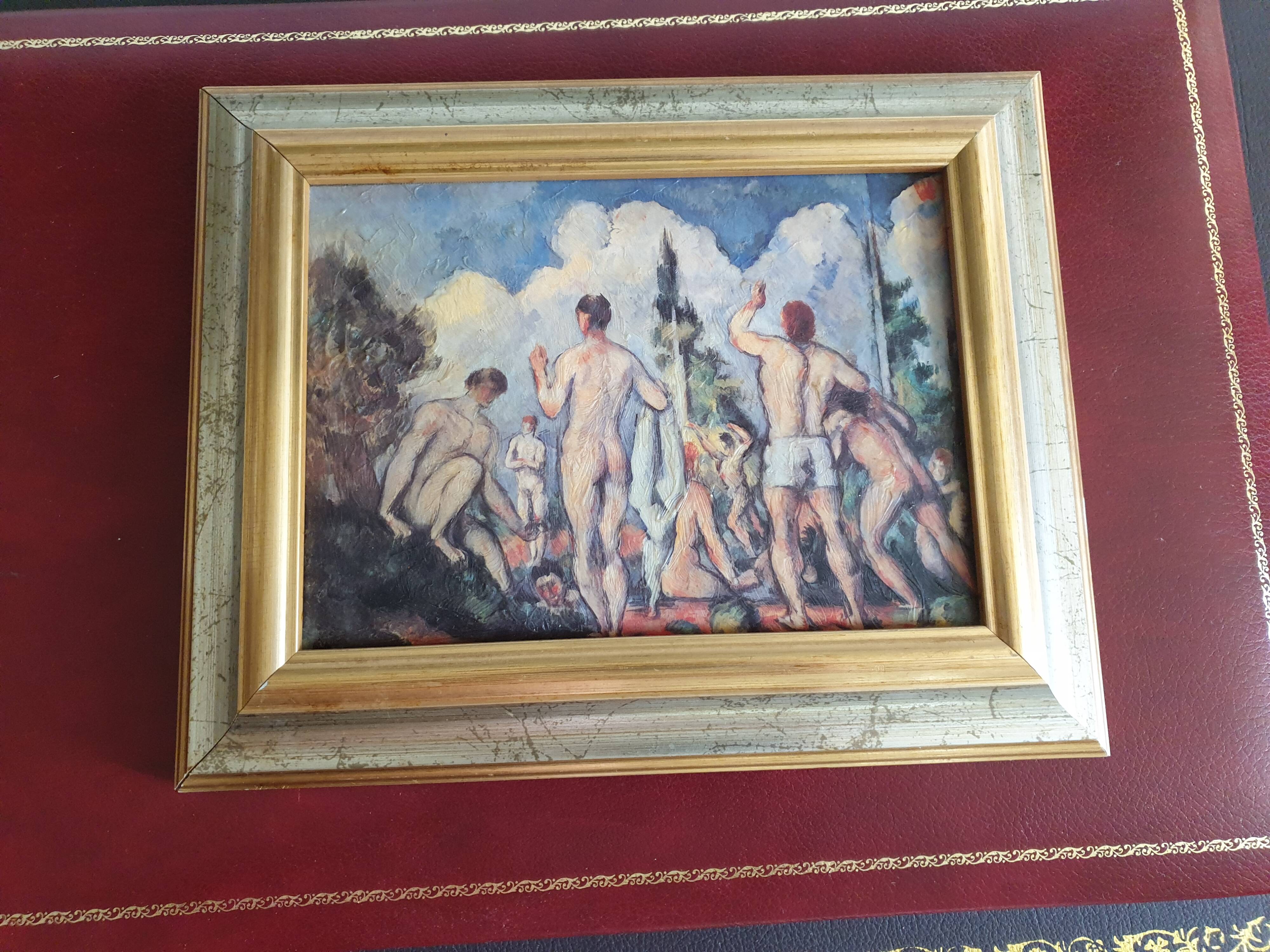 Set of two paintings with identical gold and silver frames