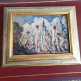 Set of two paintings with identical gold and silver frames