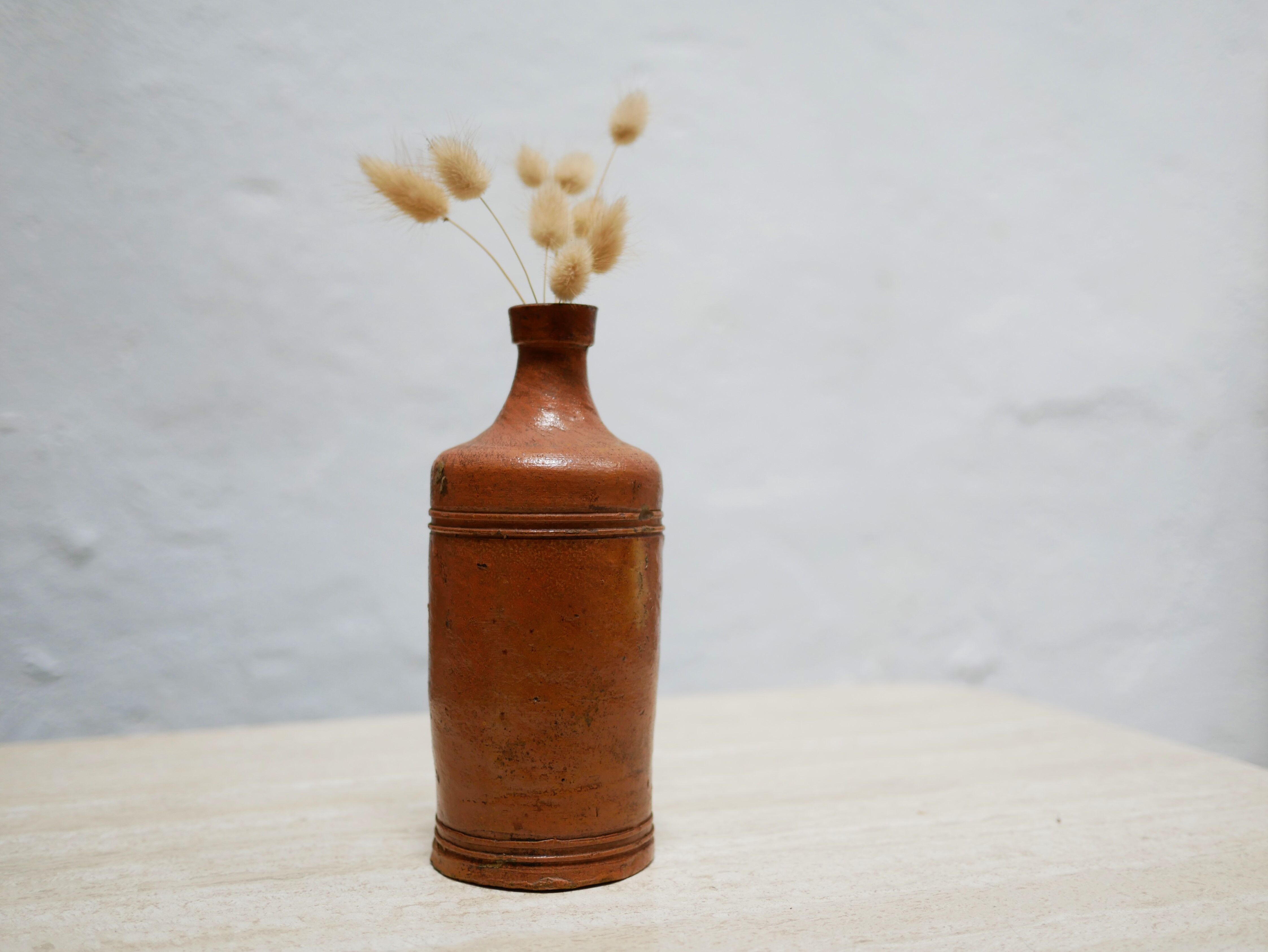 Bottle vintage glazed terracotta vase