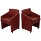Vintage Couple Red Sofas Armchairs High Quality Faux Leather