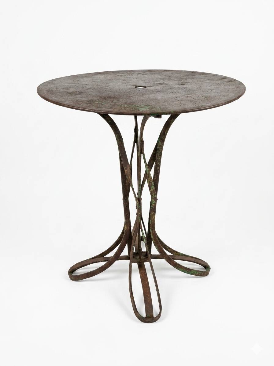 Table de jardin Eiffel en fer forgé riveté du XIXe