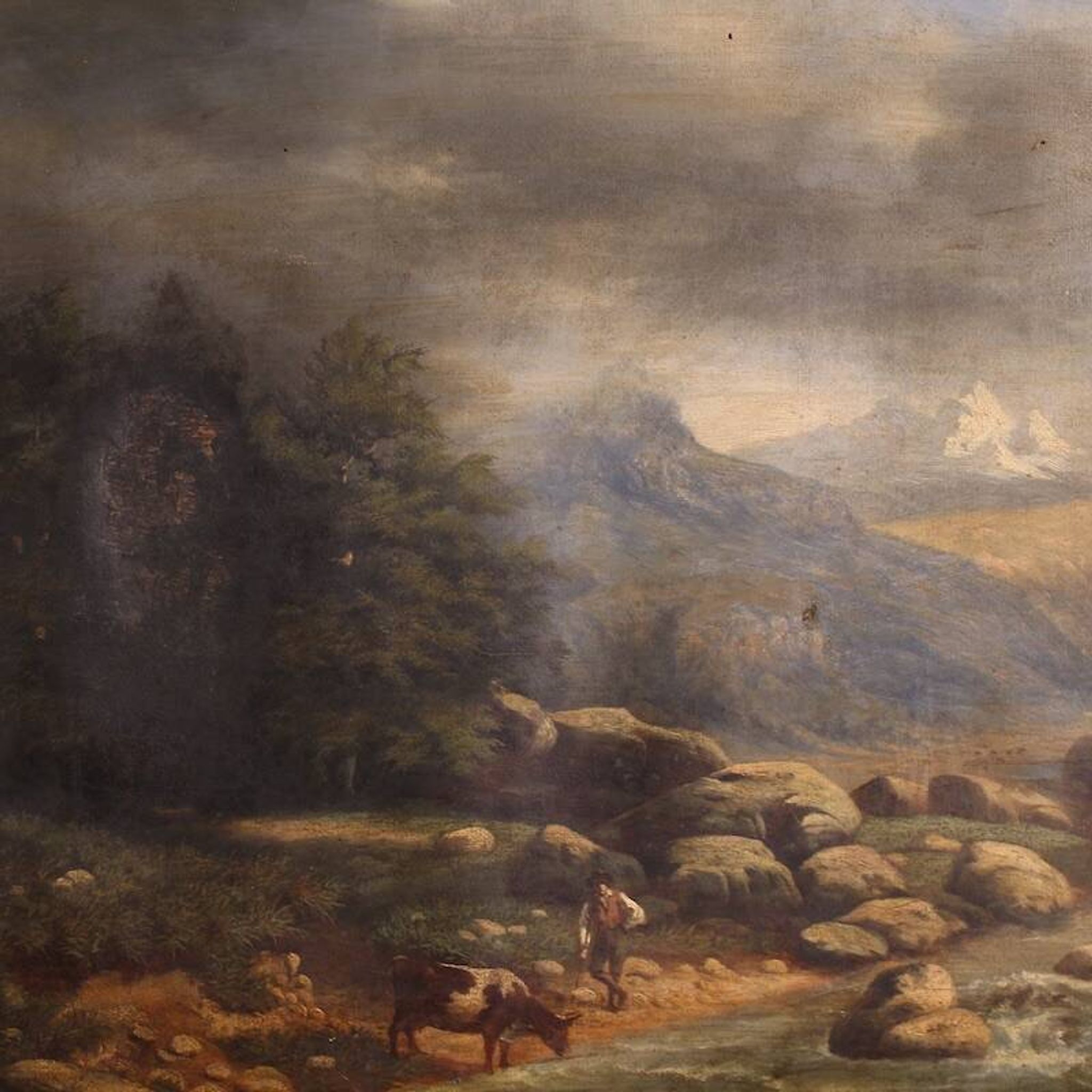 Italian painting, landscape signed and dated 1846