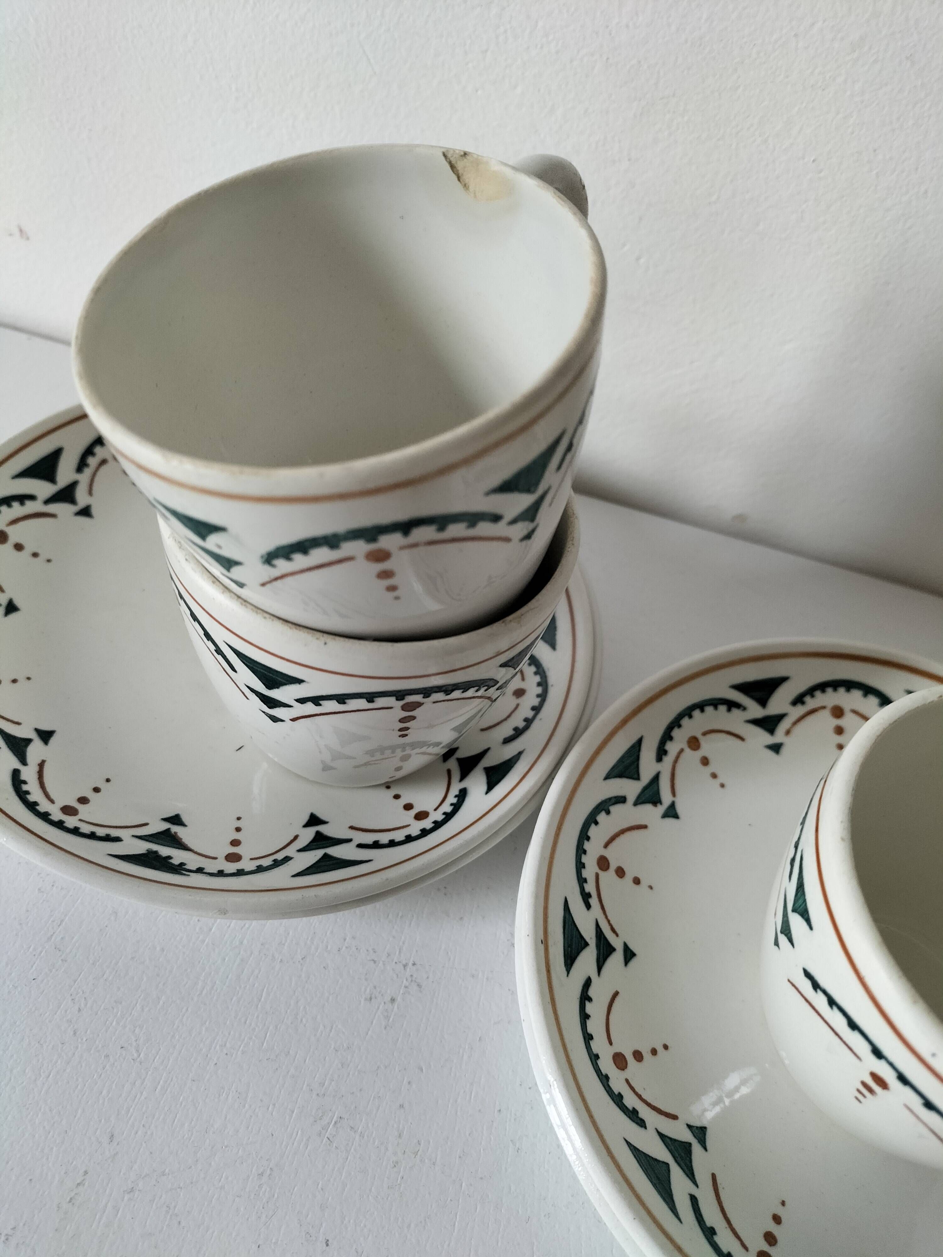 Set of 3 K&G Lunéville cups and saucers – Succao model, 1920s