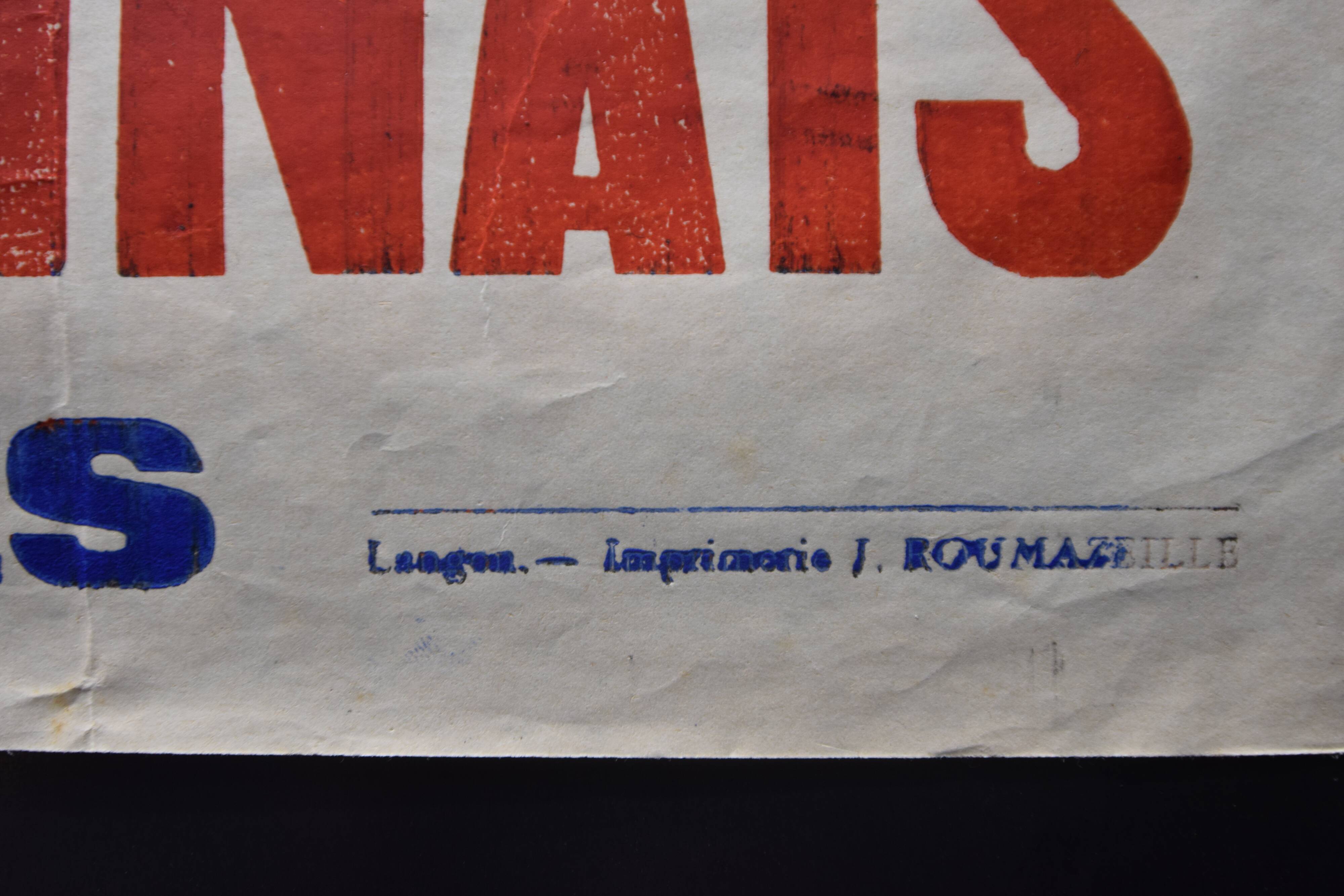 "Rugby Match" poster - City of Langon - 1930s