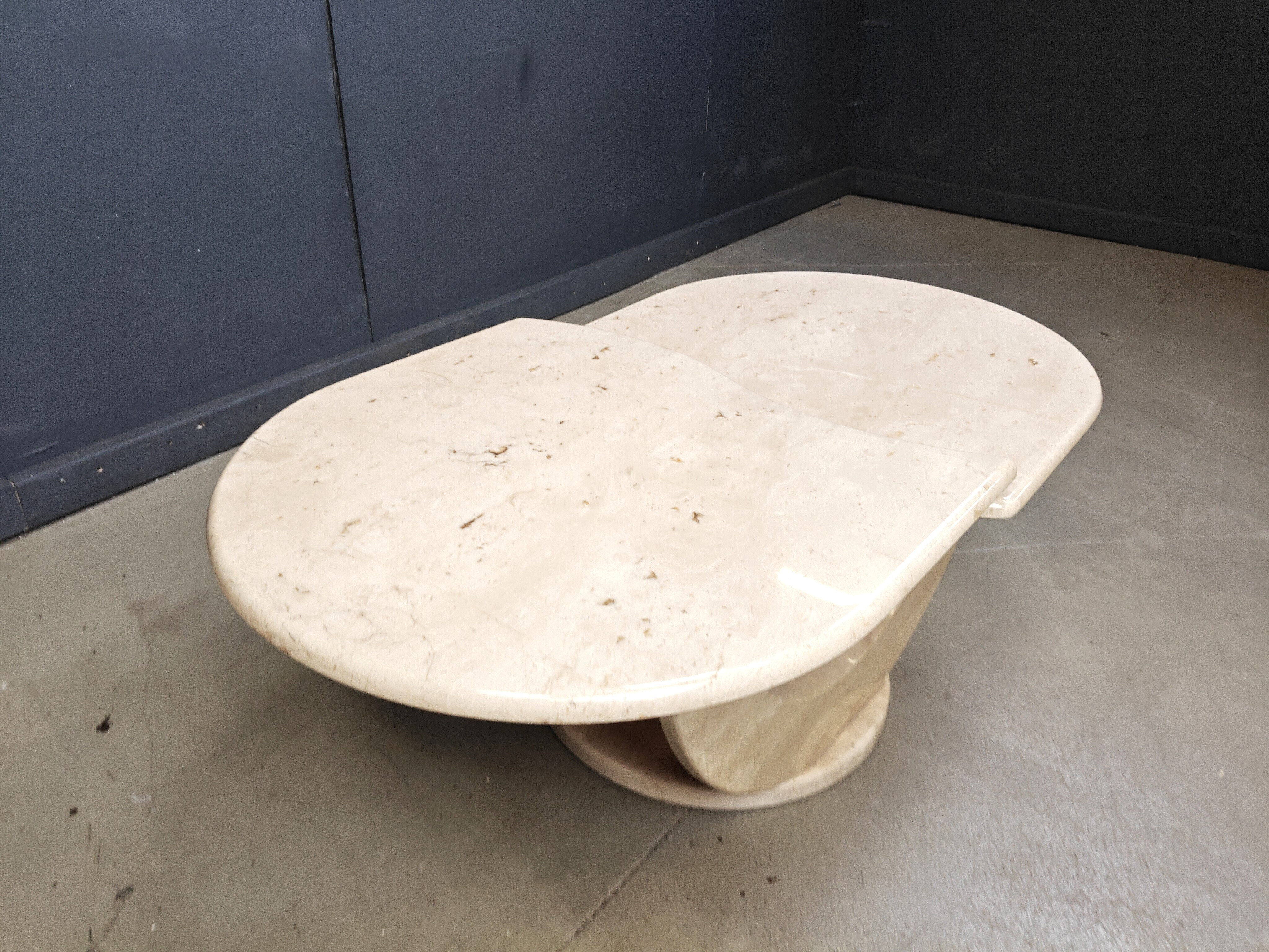 Vintage two tier travertine coffee table, 1970s