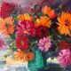 Oil on canvas "Dahlias", 1990s