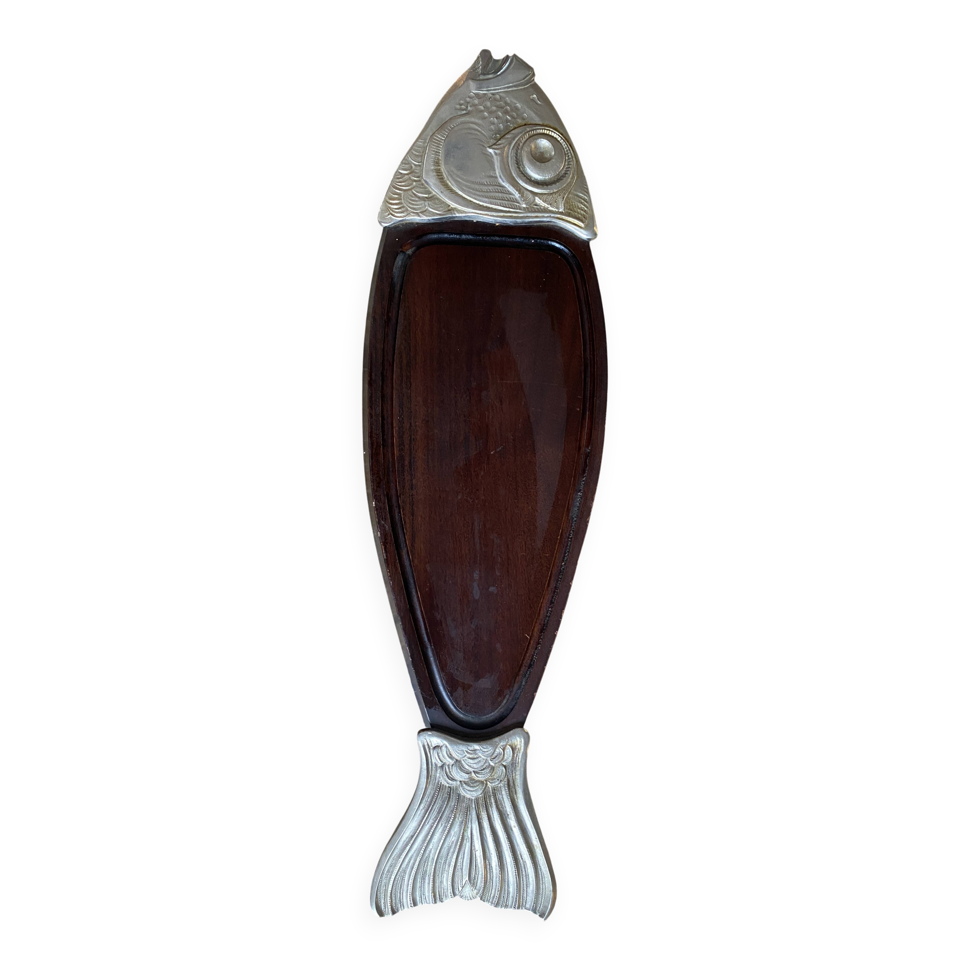 Large Vintage Chic Fish Platter – Wood & Metal