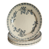 6 assiettes en faïence, Grigny — modèle " Muguet "