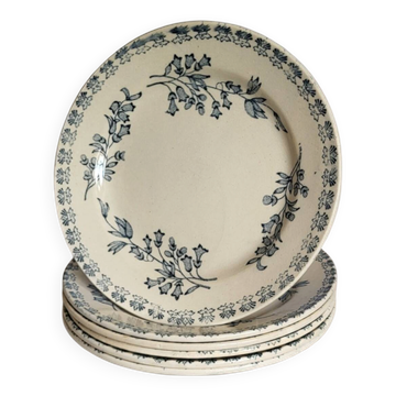 6 earthenware plates, Grigny — "Muguet" model