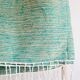 Handwoven green plaid with fine striped linen - fine fringes