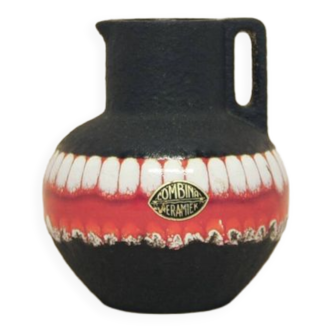 vase vintage rouge et noir de l’Allemagne de l’Ouest Combina Ceramic
