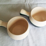 Pair of Black and White Cups in enamelled ceramic - 70s
