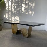 Addor 60s sculptural marble and brass coffee table
