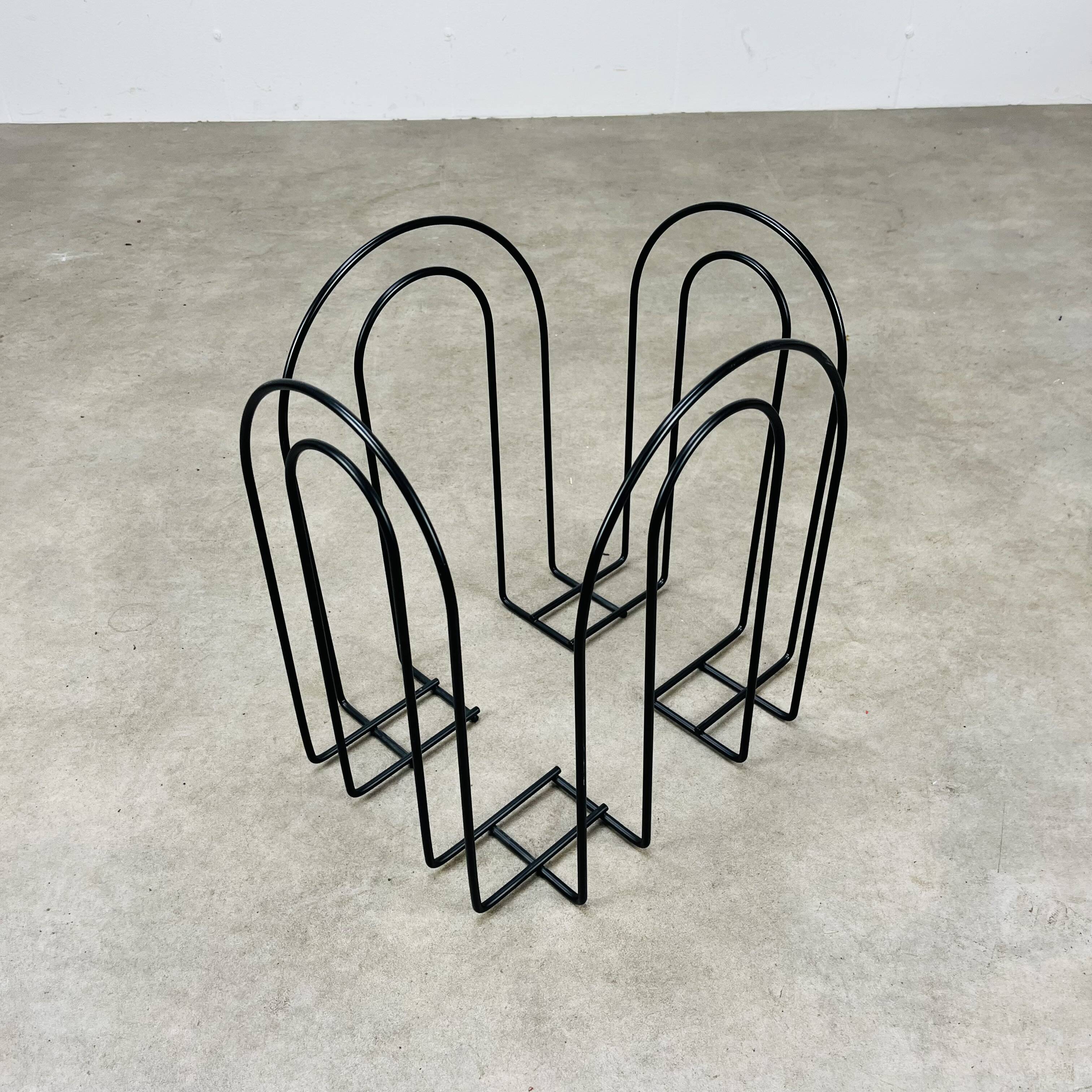 Postmodern magazine rack 80s black metal vintage memphis