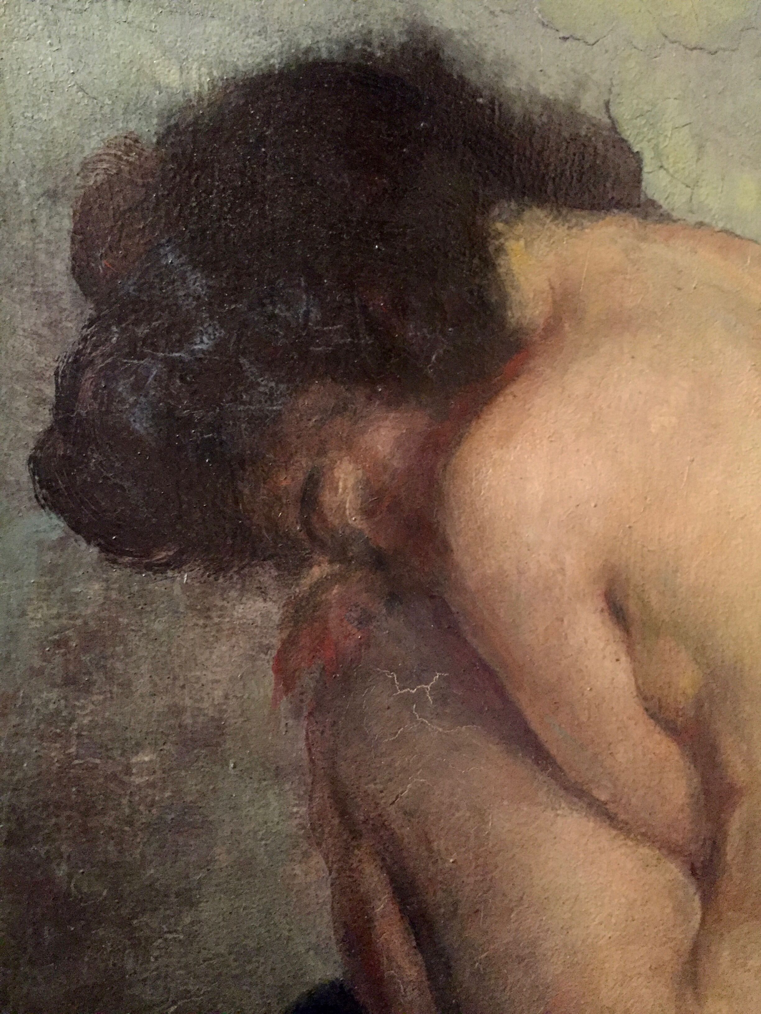Nude signed Fougerat, oil on panel, 20th century