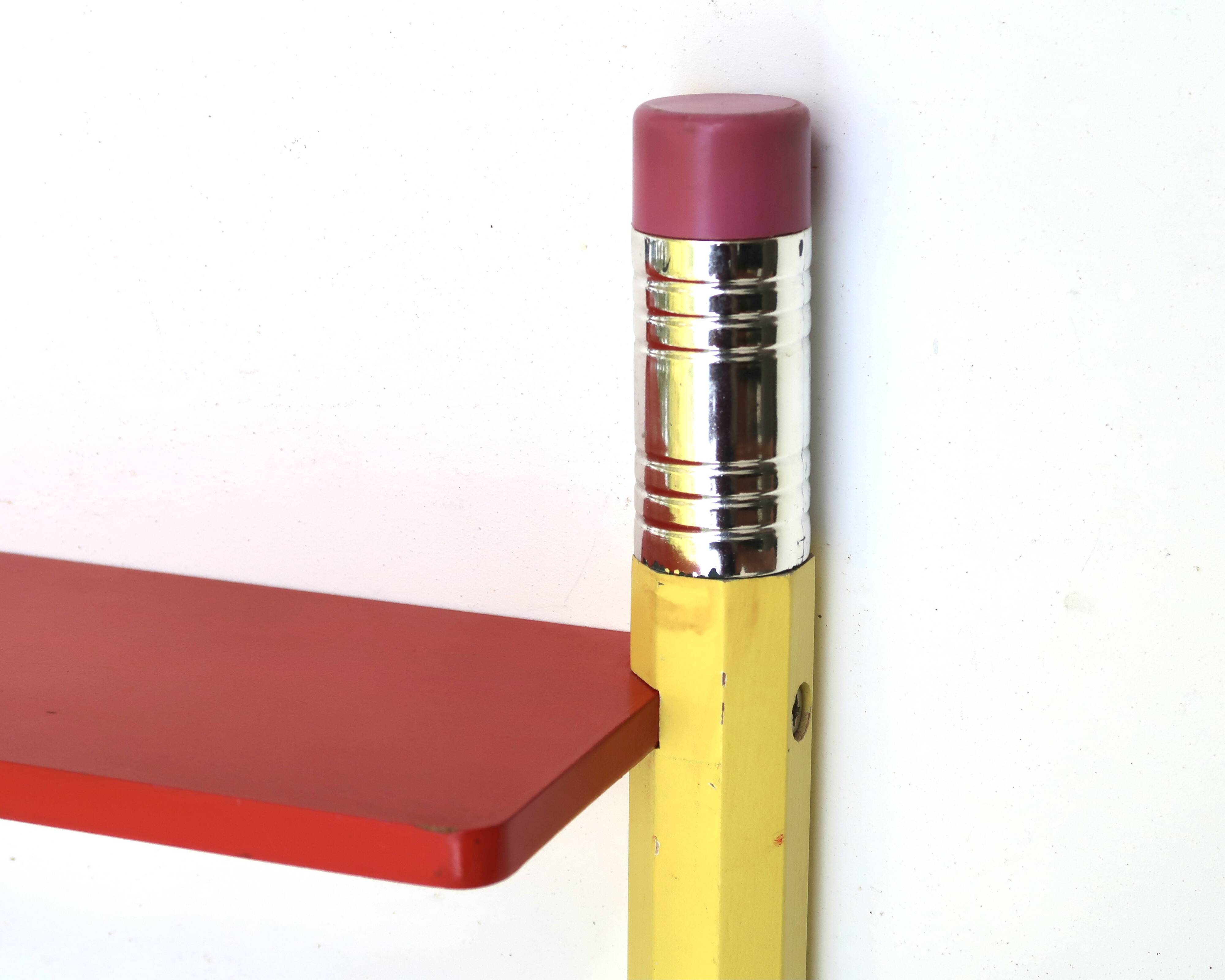 Wall shelf by Pierre Sala, 1980s Memphis Design in primary colours.