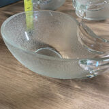 Glass avocado service with avocado decor 7 pieces 1 with an interior crack not perceptible to the touch 1 with an interior crack not perceptible to the touch