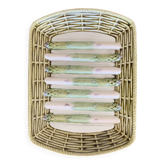 Asparagus dish in Sarreguemines faience