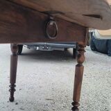 Burgundian oval farm table in 19th century solid oak with shutters - 1m93