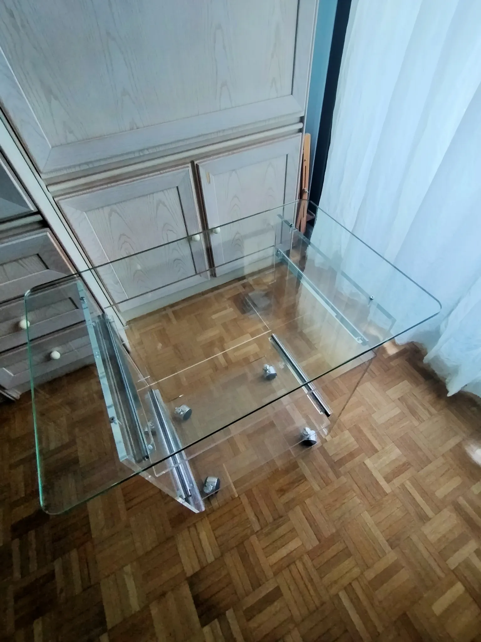 Plexiglass and glass side table