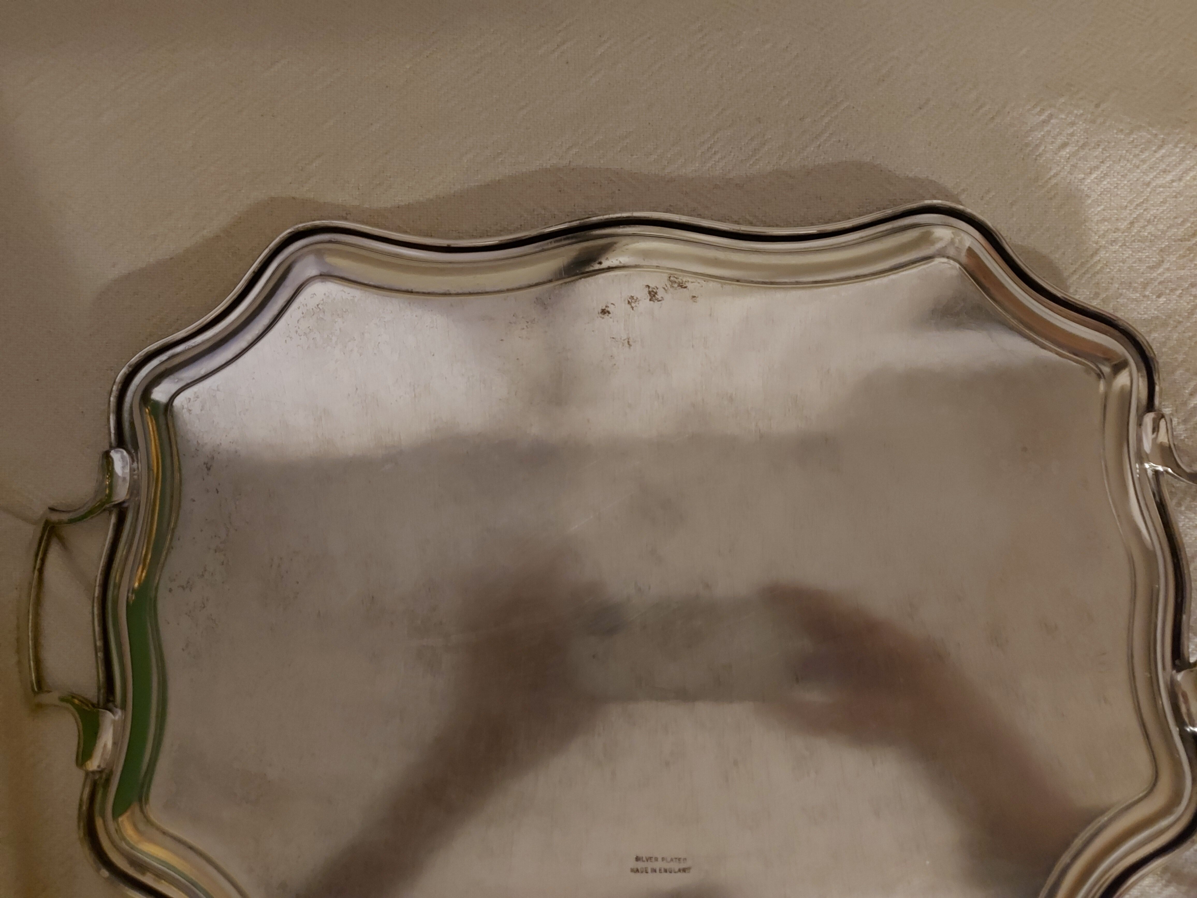 Large english silver metal tray