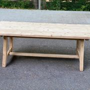 Grande table de ferme monastère décapée en bois brut extensible 200 à 300cm