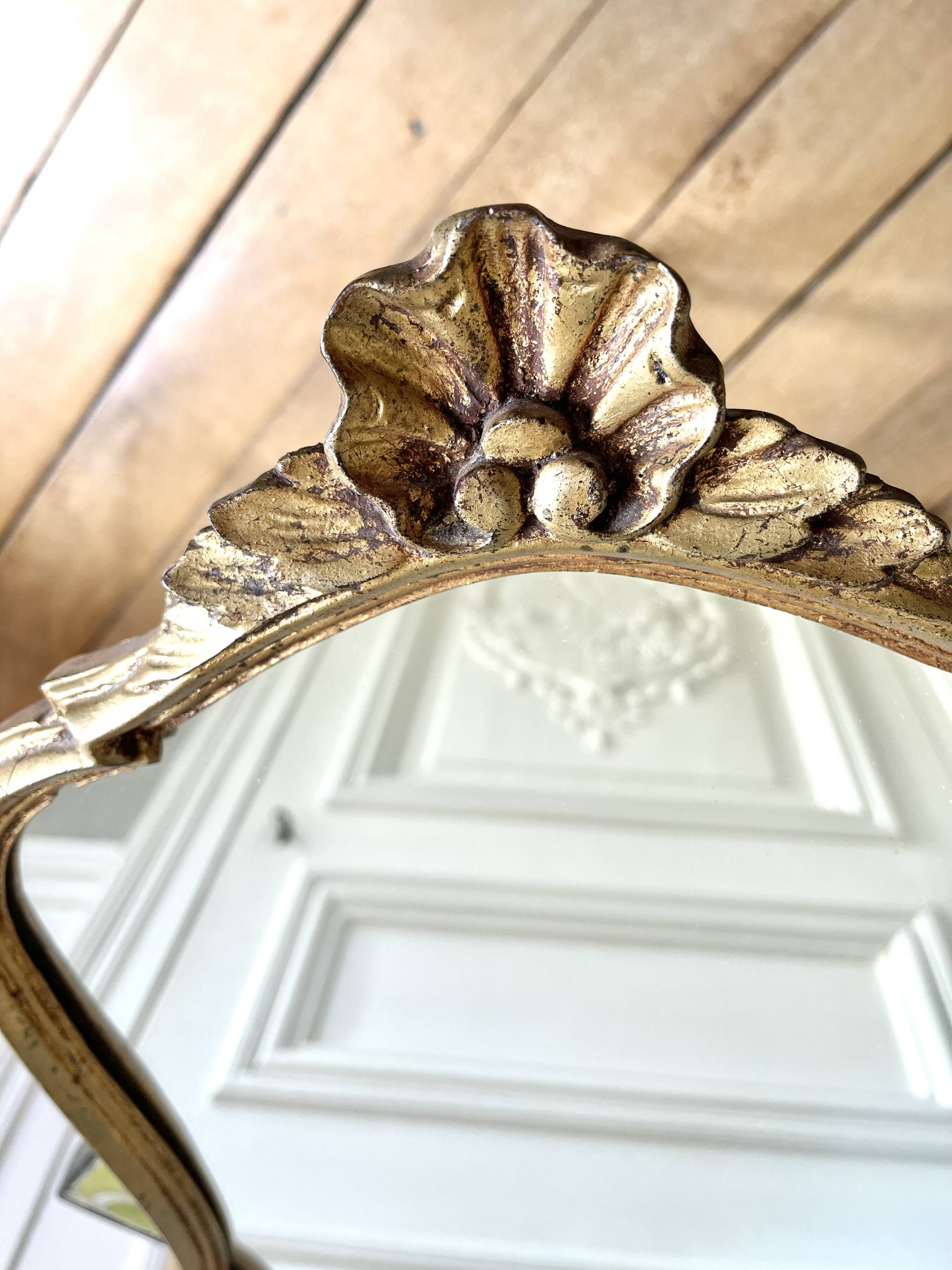 Miroir rocaille style Louis XV doré , 50 x 31 cm