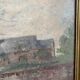 Huile sur toile enfants devant le portail
