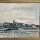 Original Swedish Oil on Panel – "Uppsala" by Gusten Widerbäck – Signed – Dated 1965 (on the back) – Framed – 38 × 43 cm