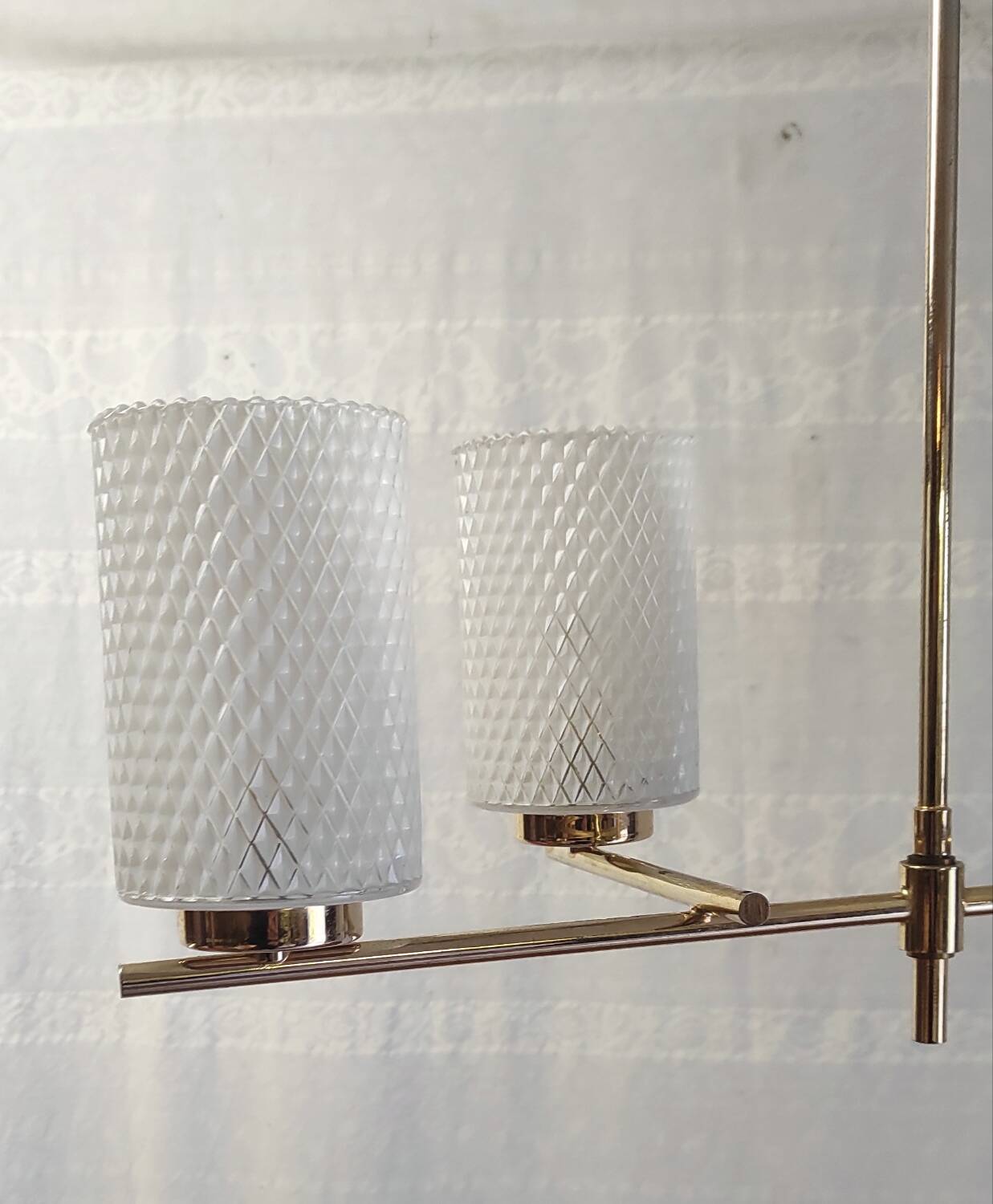 Modernist chandelier 4 lights in golden brass - 50s/60s