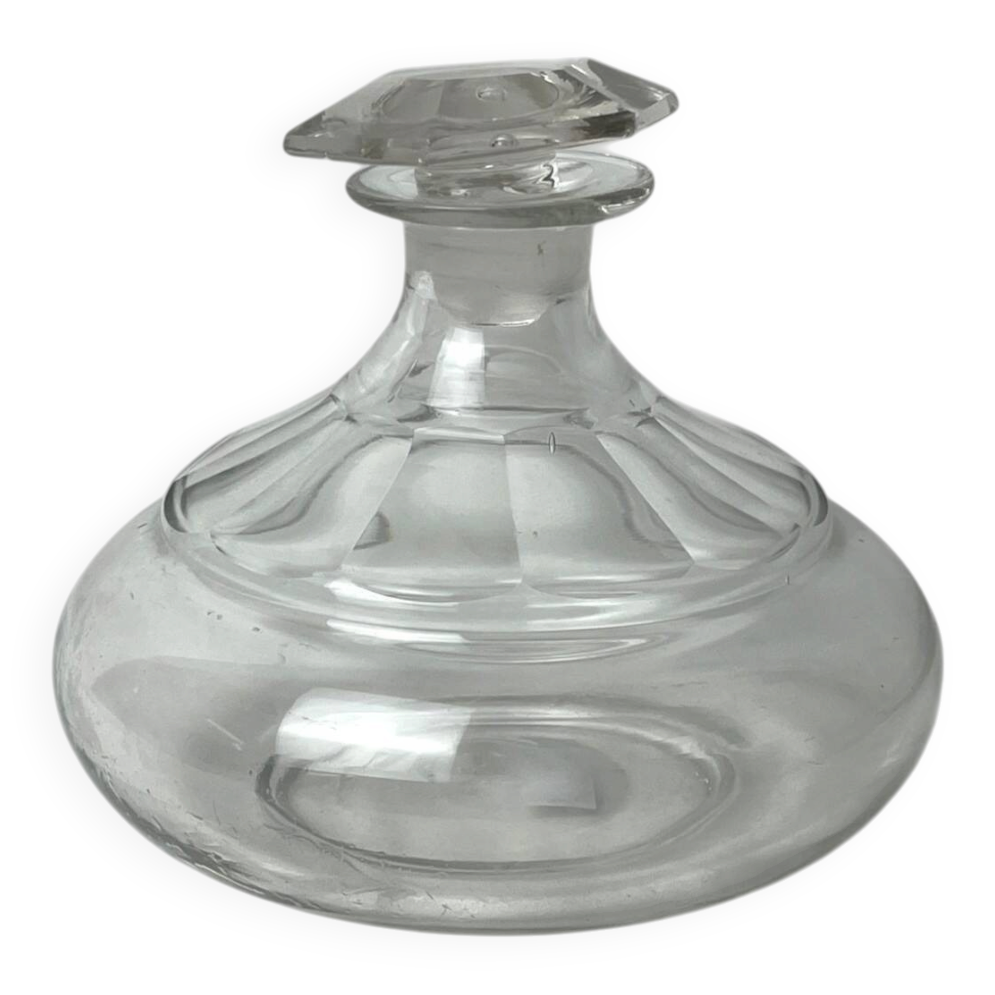 Faceted glass carafe with stopper from Italy circa 1950.